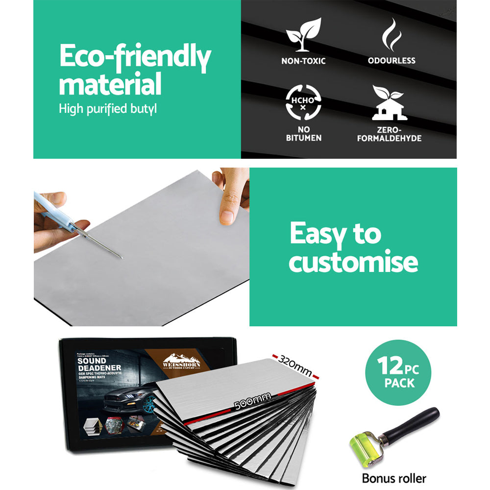 Marlook Butyl Car Sound Deadener Mat Heat Insulation Sound Deadening 32CM X 50CM X 12pcs
