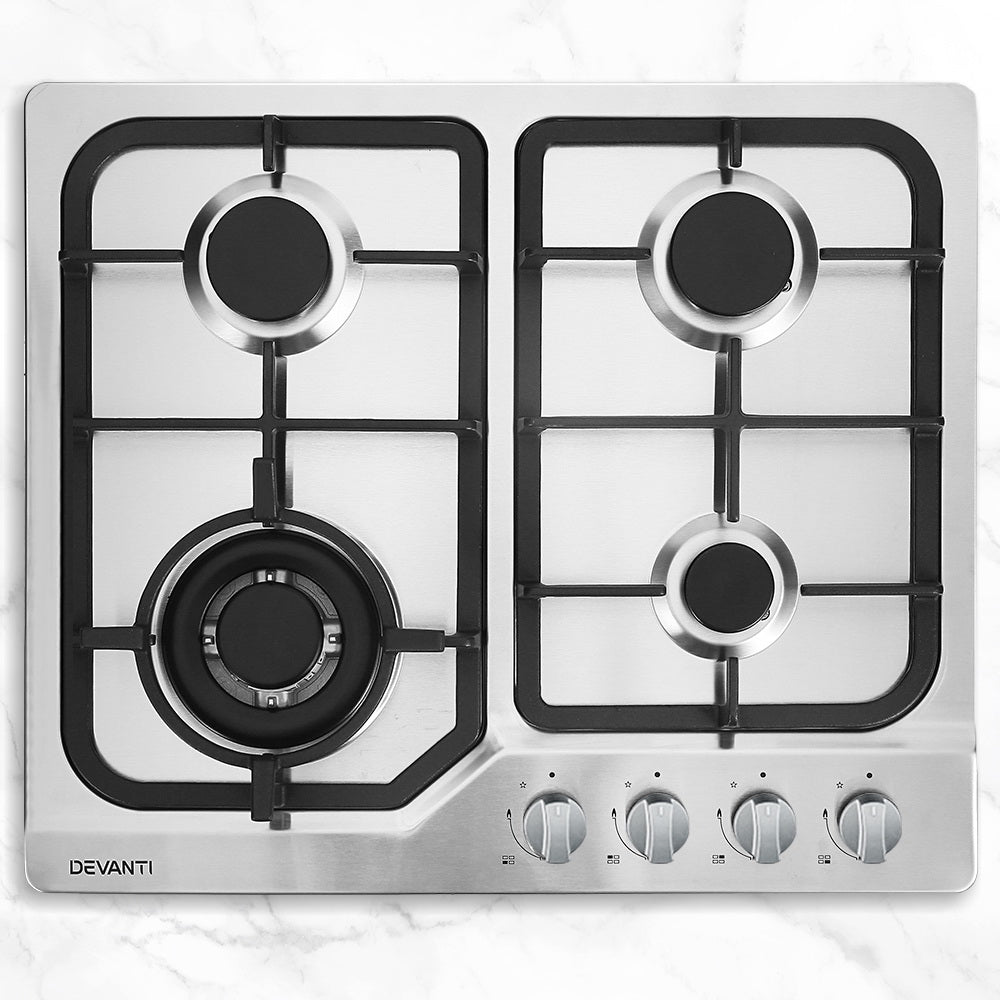 Marlook Gas Cooktop 60cm 4 Burner Silvir