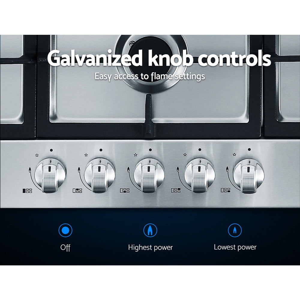 Marlook Gas Cooktop 90cm 5 Burner Silvir