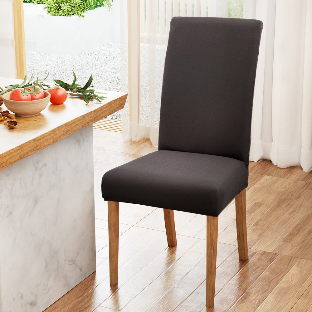 Marlook Dining Chair Covers 4x Slipcovers Spandex Stretch Banquet Party Dark Grey