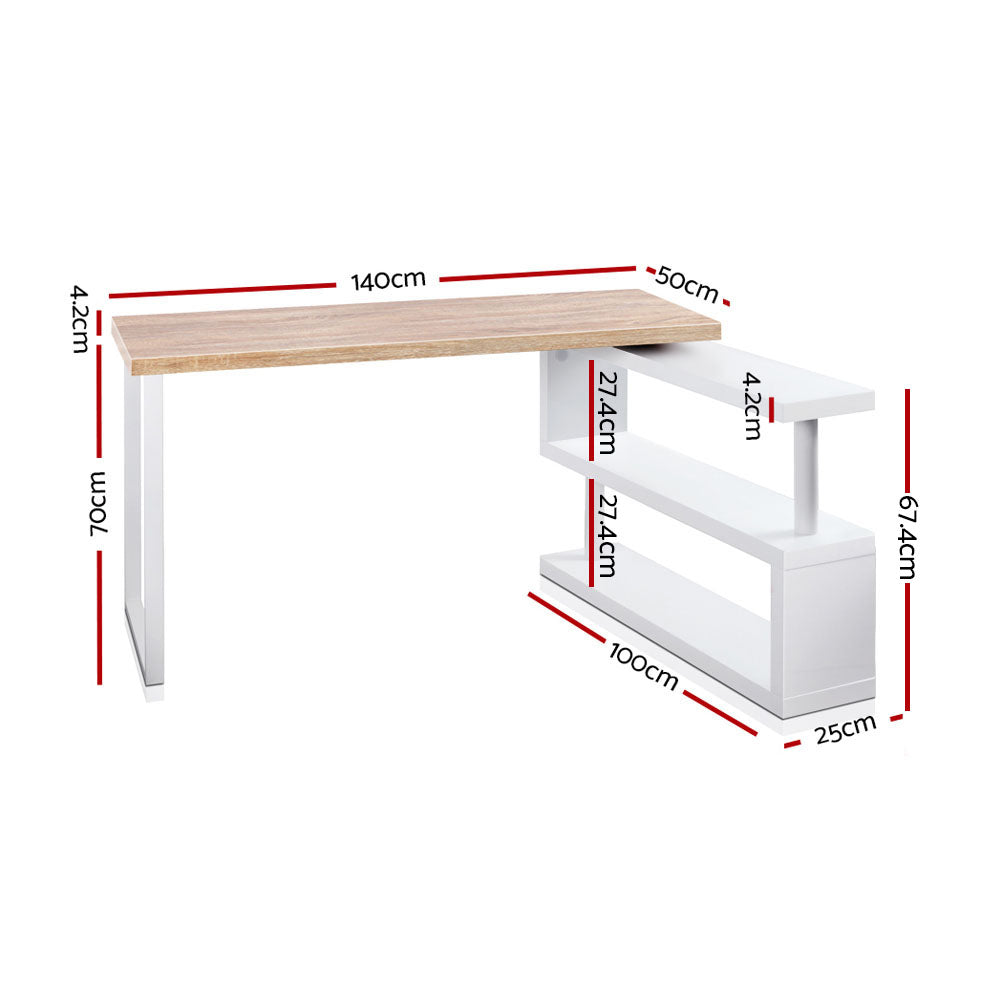 Marlook Computer Desk Bookshelf 140CM