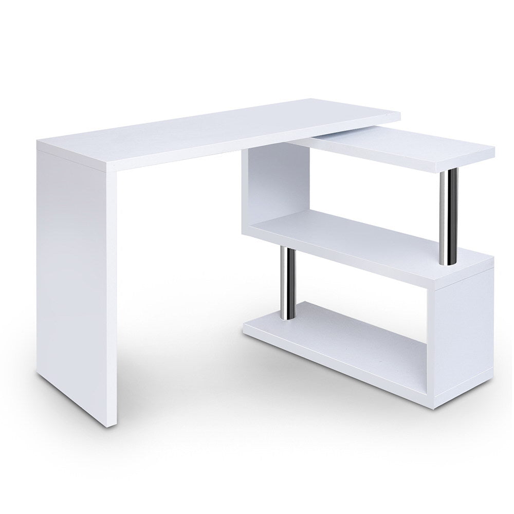 Marlook Computer Desk L-Shape Bookshelf White