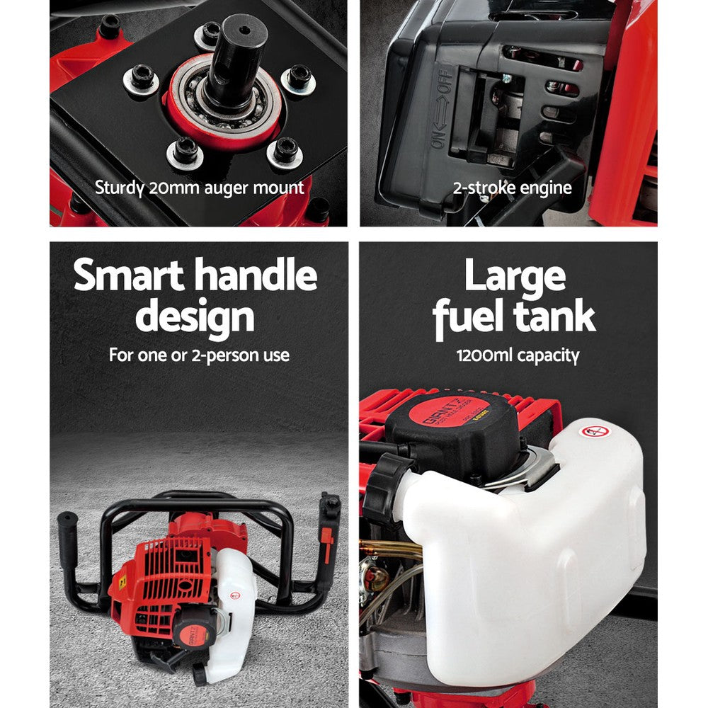 Marlook 92CC Post Hole Digger Motor Only Petrol Engine Red