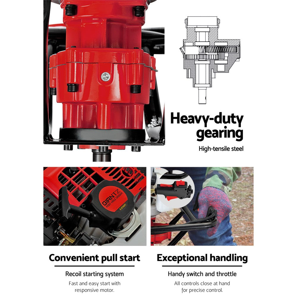Marlook Post Hole Diggers 92CC Petrol Digger Extension Auger Bits