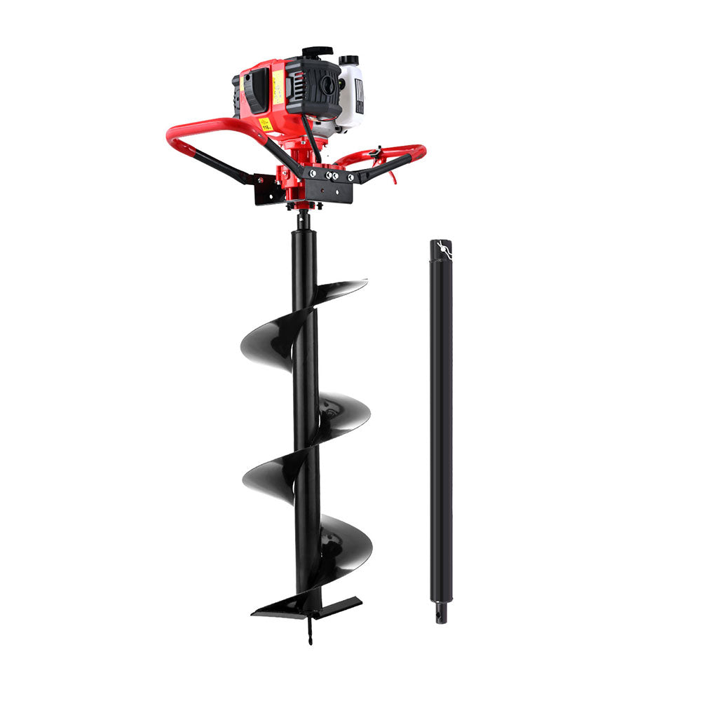 Marlook 65CC Post Hole Digger 300mm Petrol Drill Auger Extension Bits