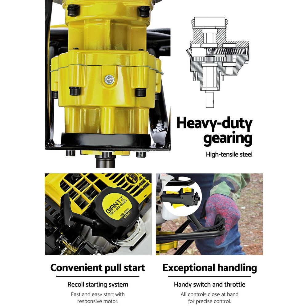 Marlook 92CC Post Hole Digger Petrol Drill Auger Extension Bits