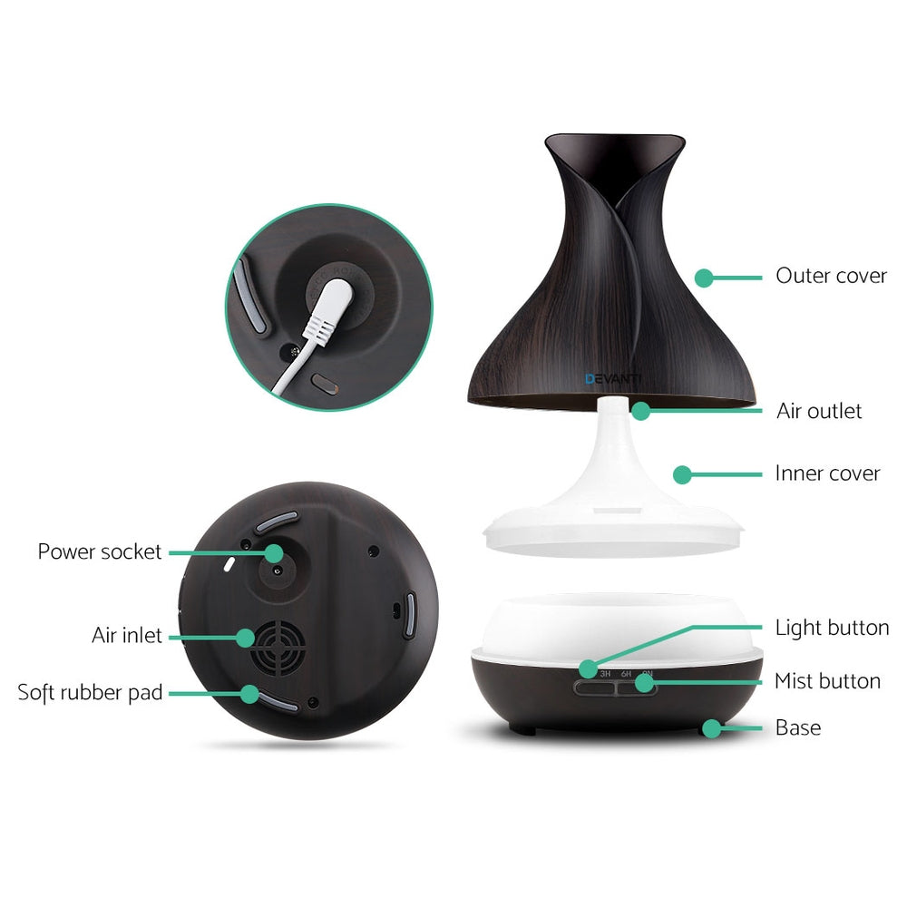 Marlook Aroma Diffuser Aromatherapy Dark Wood 400ml