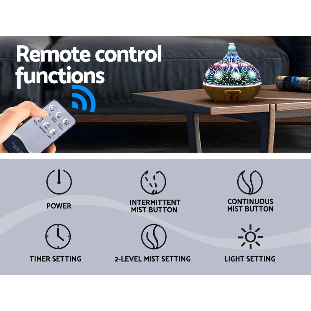 Marlook Aroma Diffuser Aromatherapy 3D Glass 400ml