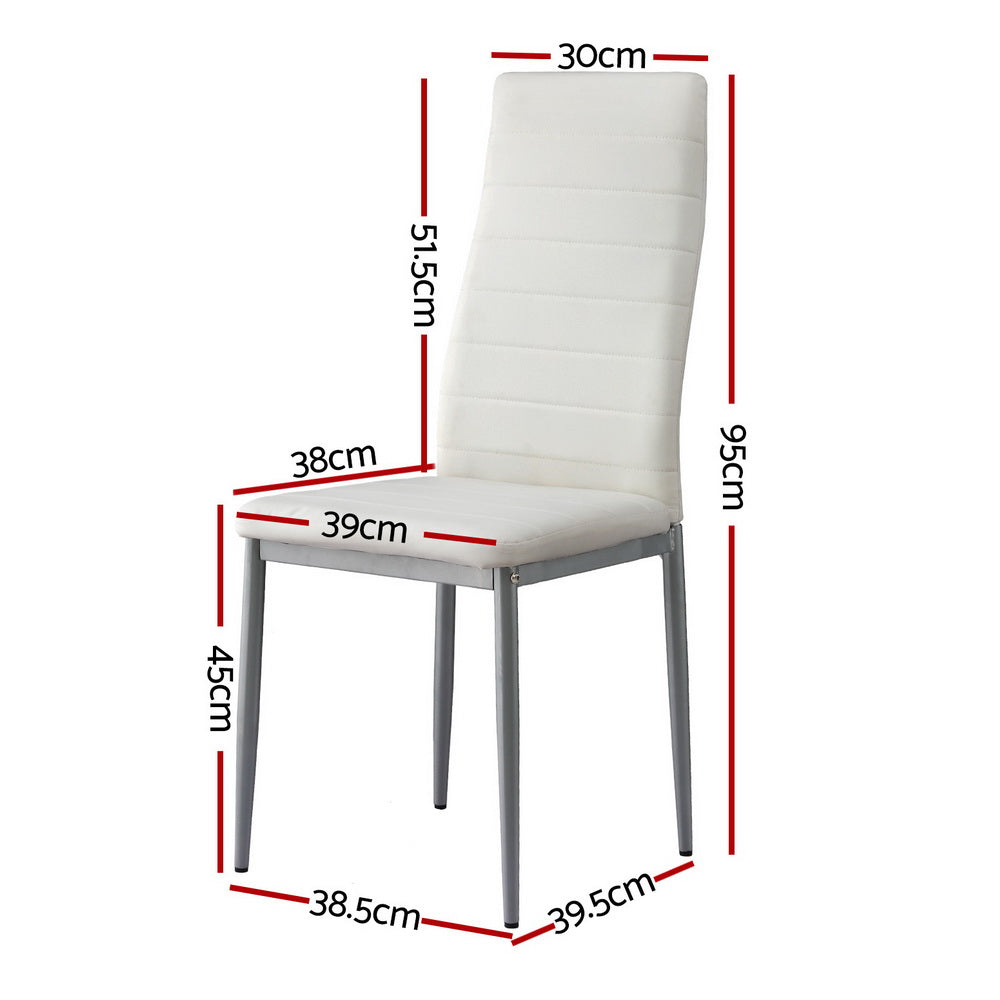 Marlook Dining Chairs Set of 4 Leather Channel Tufted White