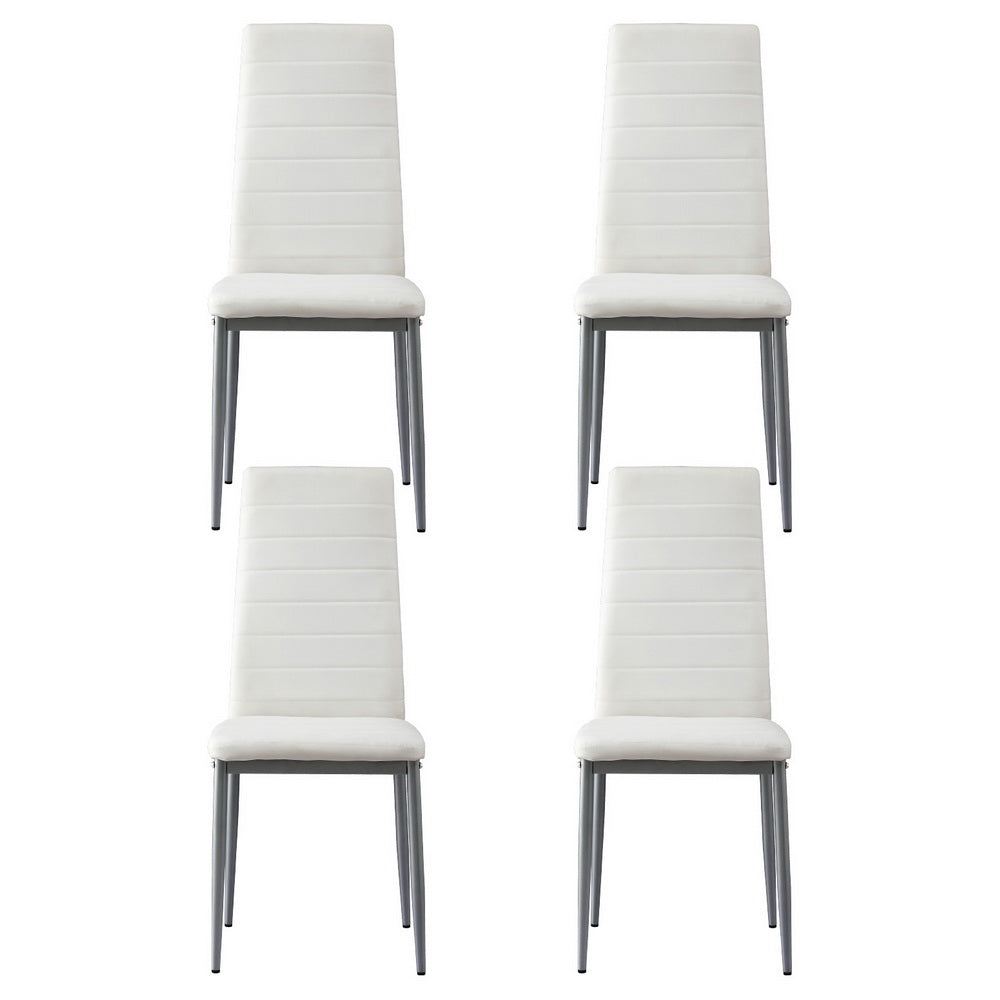 Marlook Dining Chairs Set of 4 Leather Channel Tufted White