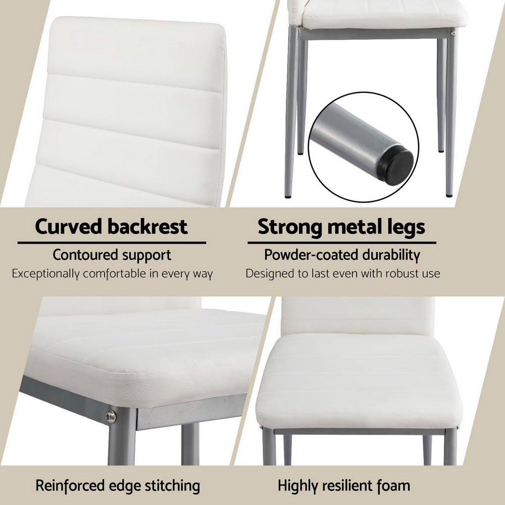 Marlook Dining Chairs Set of 4 Leather Channel Tufted White