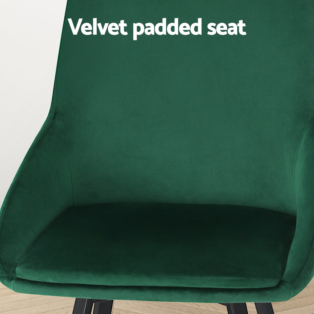 Marlook Dining Chairs Set of 2 Velvet Swivel Base Green
