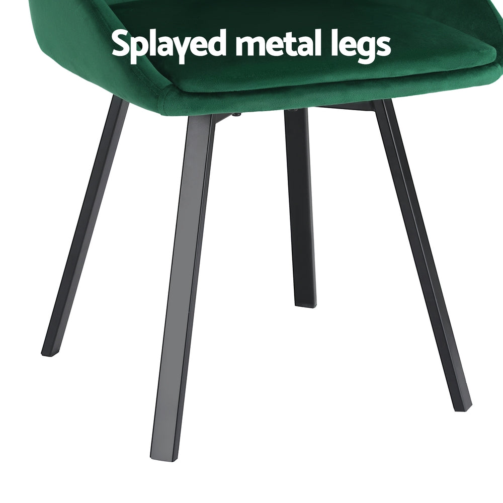Marlook Dining Chairs Set of 2 Velvet Swivel Base Green