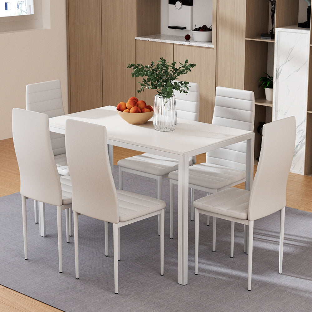 Marlook Dining Chairs and Table Dining Set 6 Chair Set Of 7 White