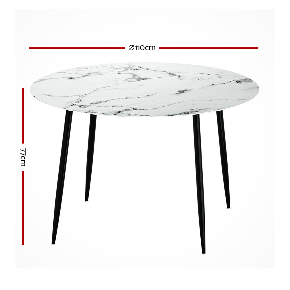 Marlook Dining Table Round Marble Effect 110CM