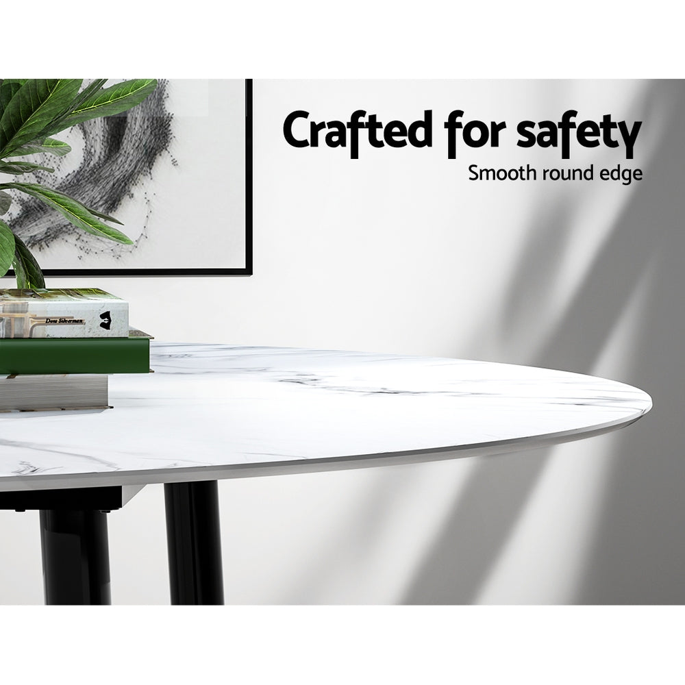 Marlook Dining Table Round Marble Effect 110CM