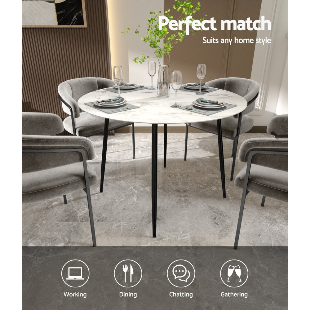 Marlook Dining Table Round Marble Effect 110CM