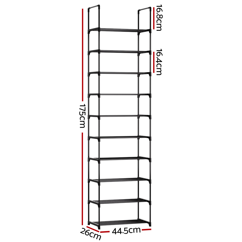 Marlook Shoe Rack DIY Stackable 10-tier Black Dunn