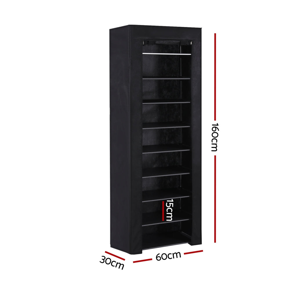 Marlook Shoe Rack Cabinet Removable Cover 10 tier Black