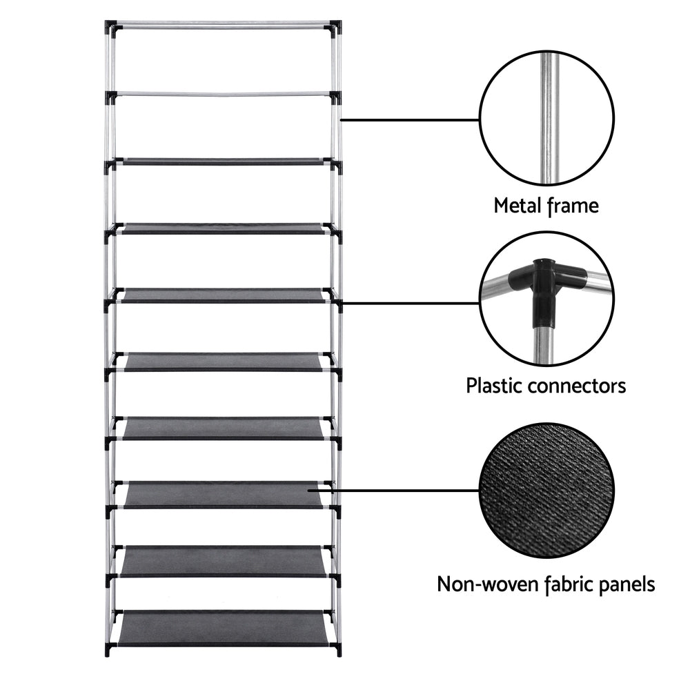 Marlook Shoe Rack Cabinet Removable Cover 10 tier Black