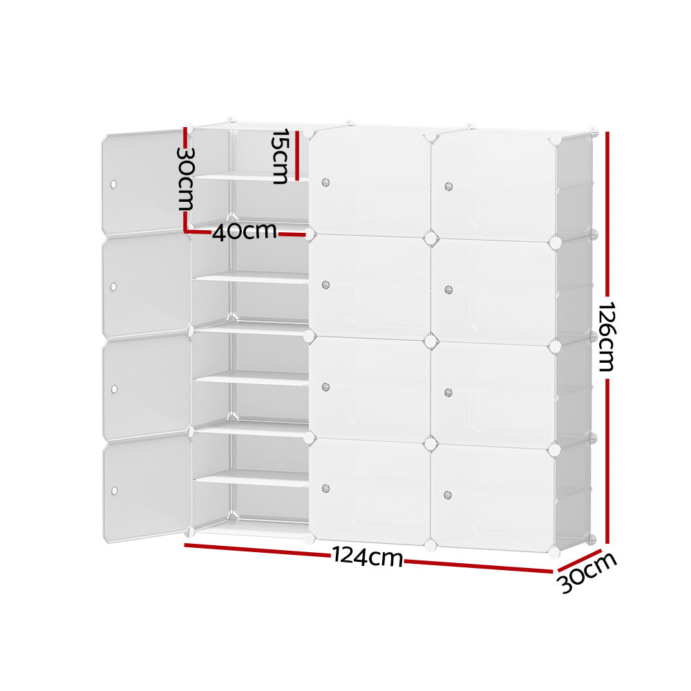 Marlook Shoe Box Rack DIY 12 Storage Cube Stackable White