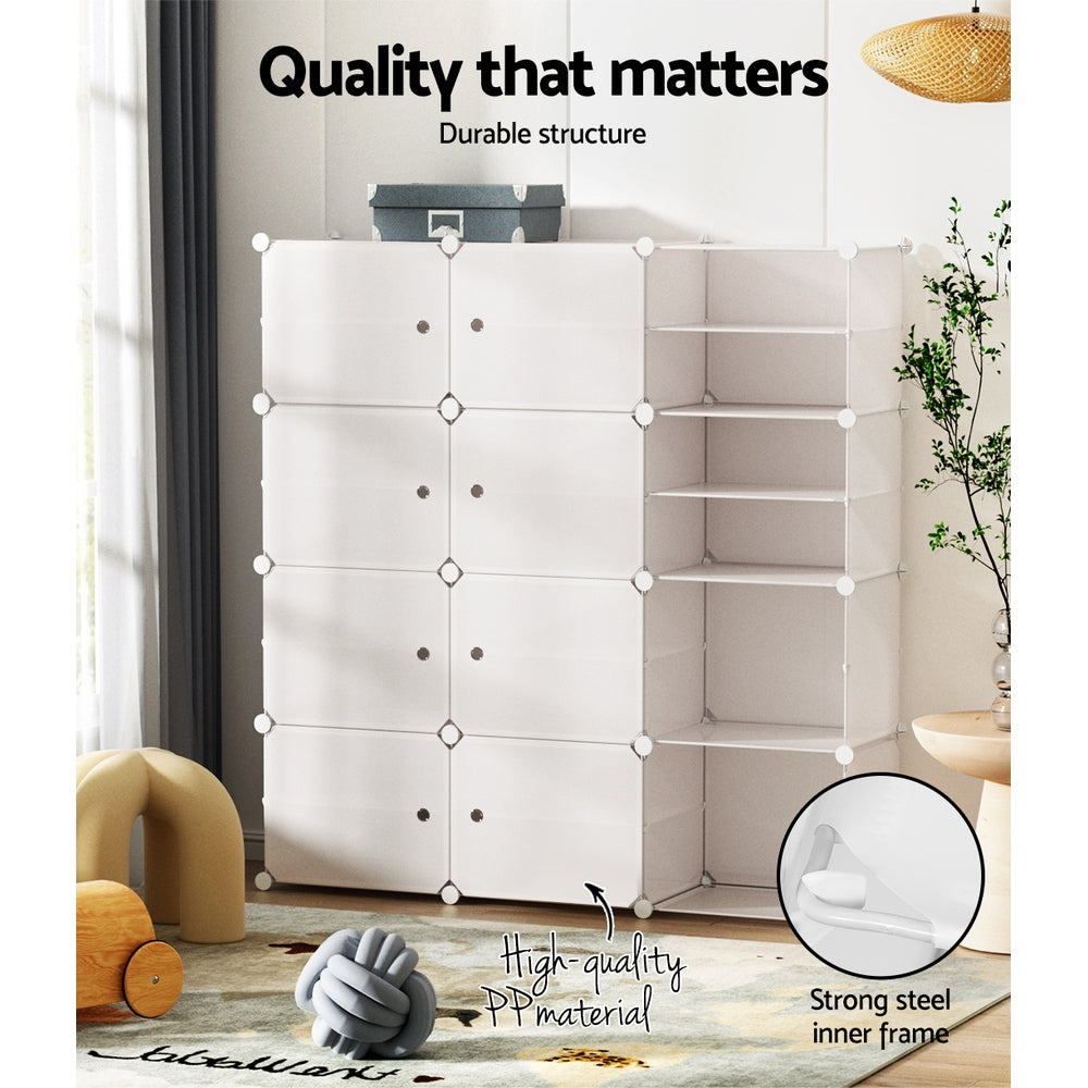 Marlook Shoe Box Rack DIY 12 Storage Cube Stackable White