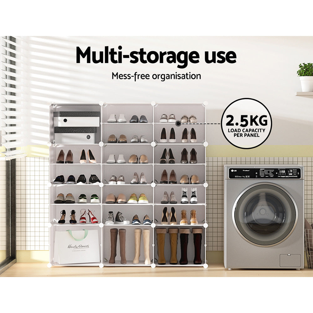Marlook Shoe Box Rack DIY 12 Storage Cube Stackable White