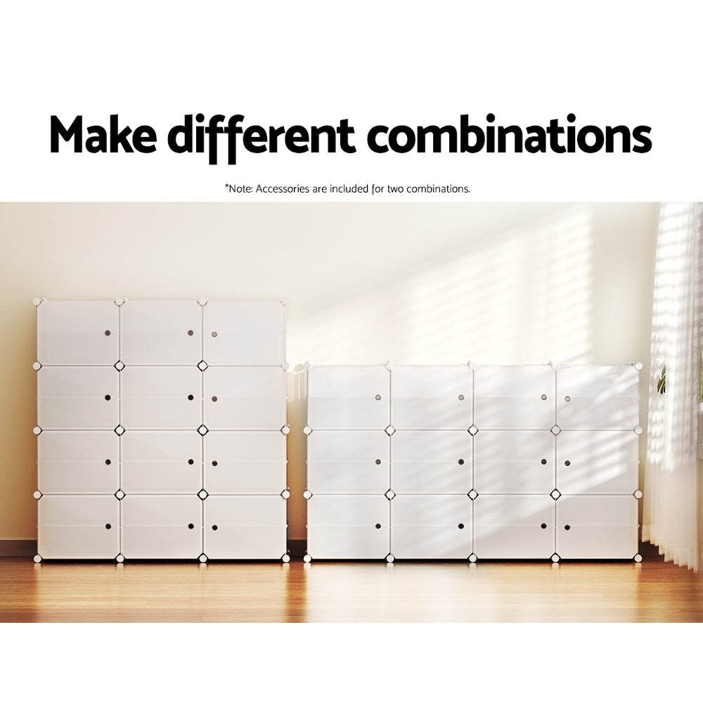 Marlook Shoe Box Rack DIY 12 Storage Cube Stackable White
