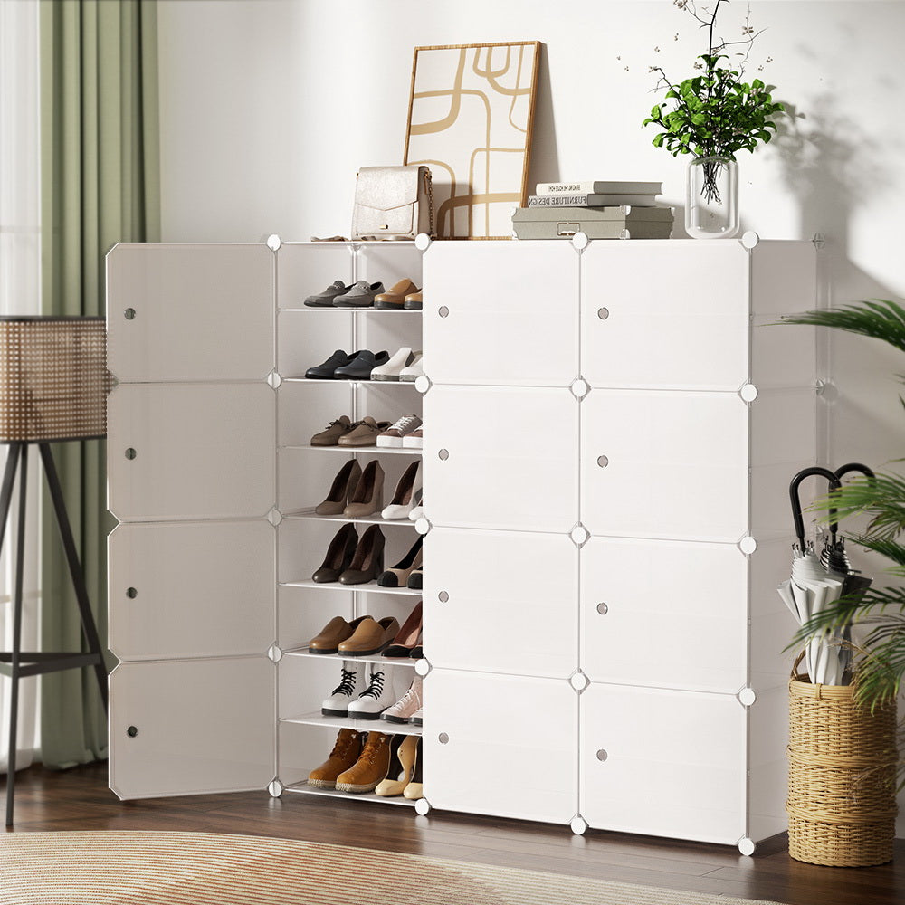 Marlook Shoe Box Rack DIY 12 Storage Cube Stackable White