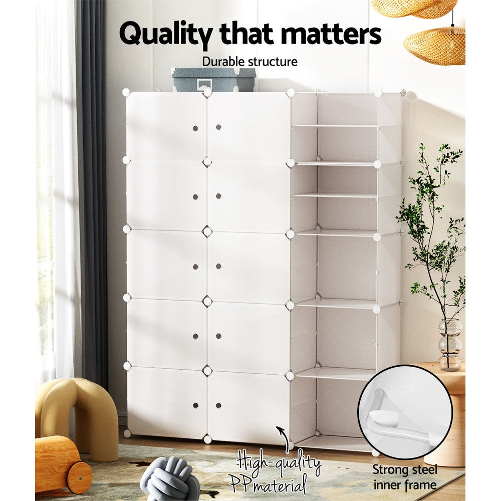 Marlook Shoe Box Rack DIY 15 Storage Cube Stackable White