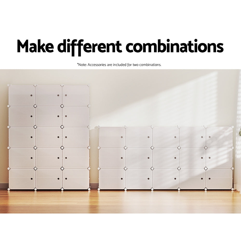 Marlook Shoe Box Rack DIY 15 Storage Cube Stackable White