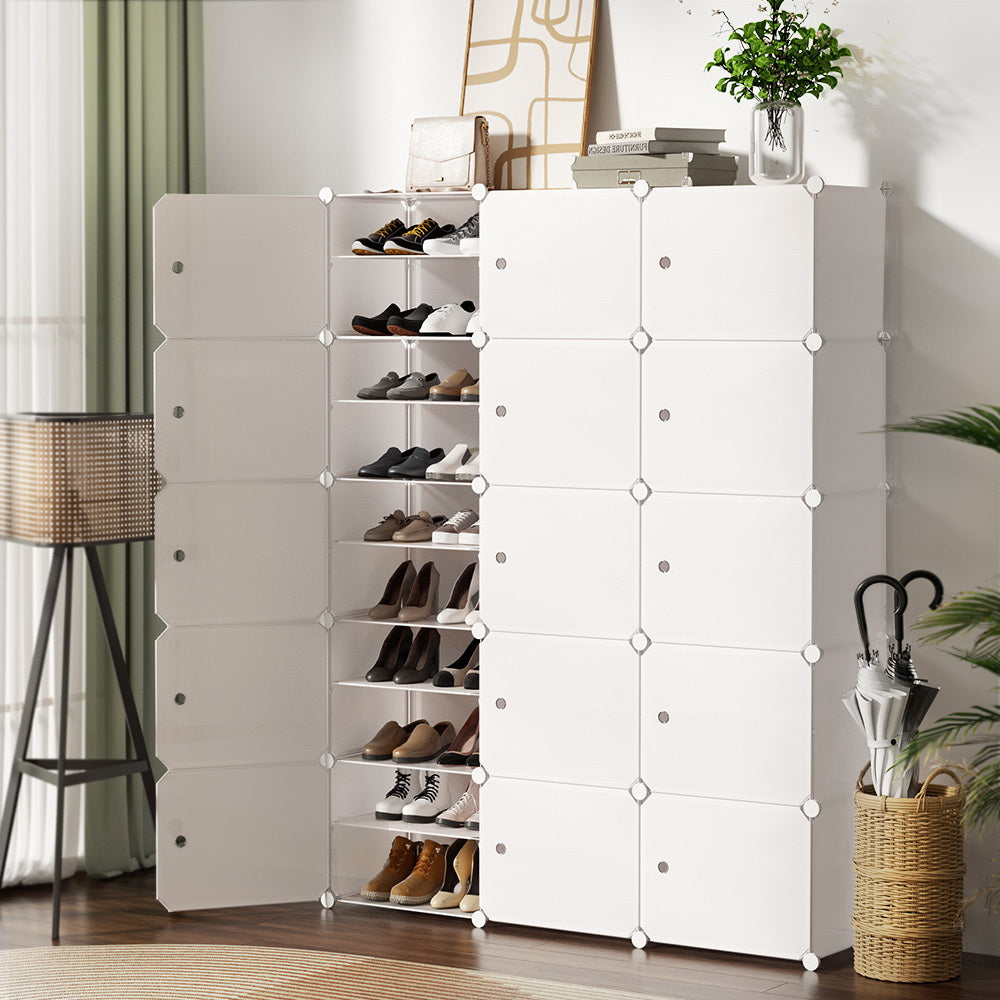 Marlook Shoe Box Rack DIY 15 Storage Cube Stackable White