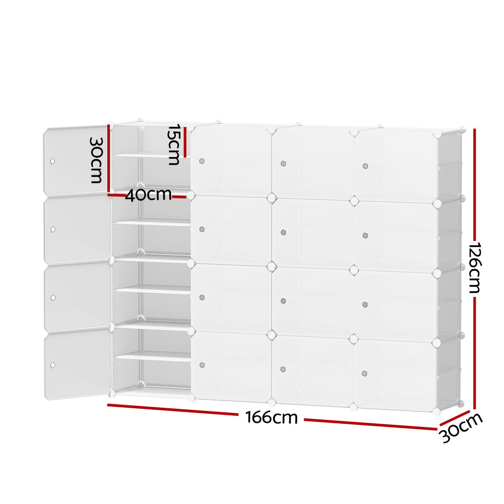 Marlook Shoe Box Rack DIY 16 Storage Cube Stackable White