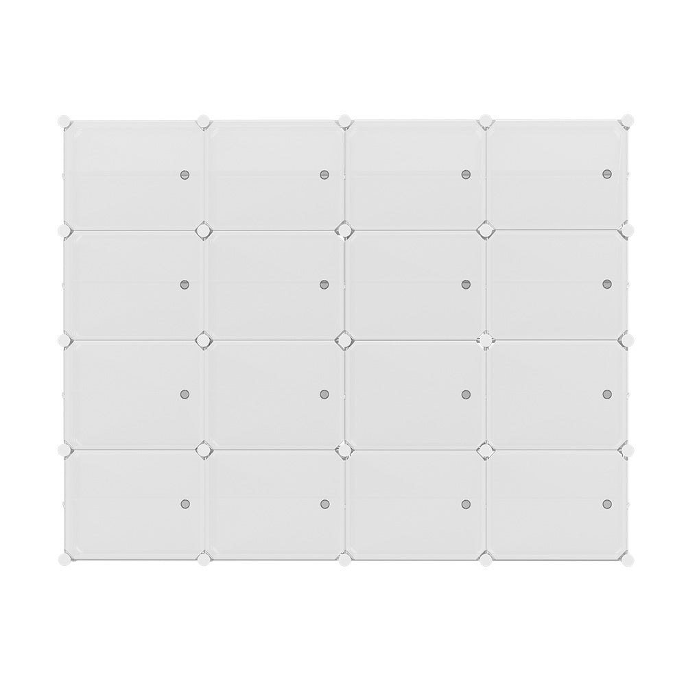 Marlook Shoe Box Rack DIY 16 Storage Cube Stackable White