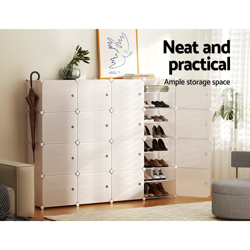 Marlook Shoe Box Rack DIY 16 Storage Cube Stackable White