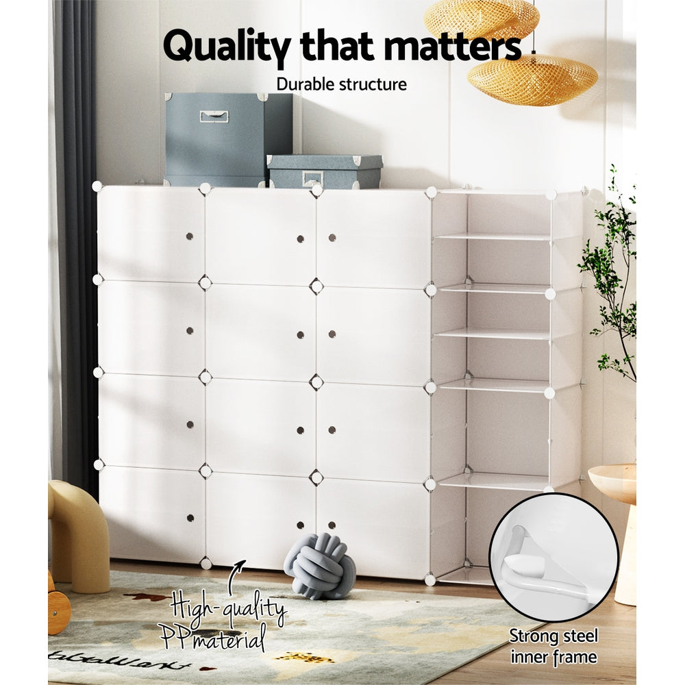 Marlook Shoe Box Rack DIY 16 Storage Cube Stackable White