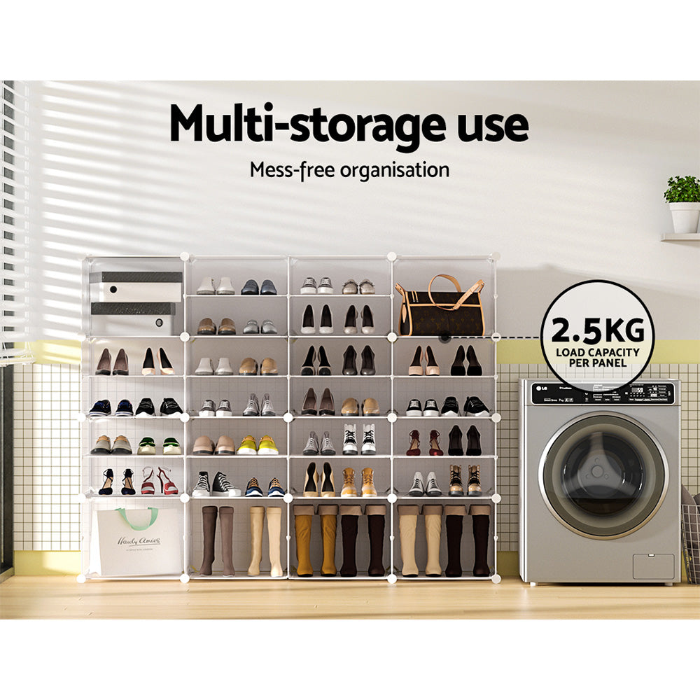 Marlook Shoe Box Rack DIY 16 Storage Cube Stackable White