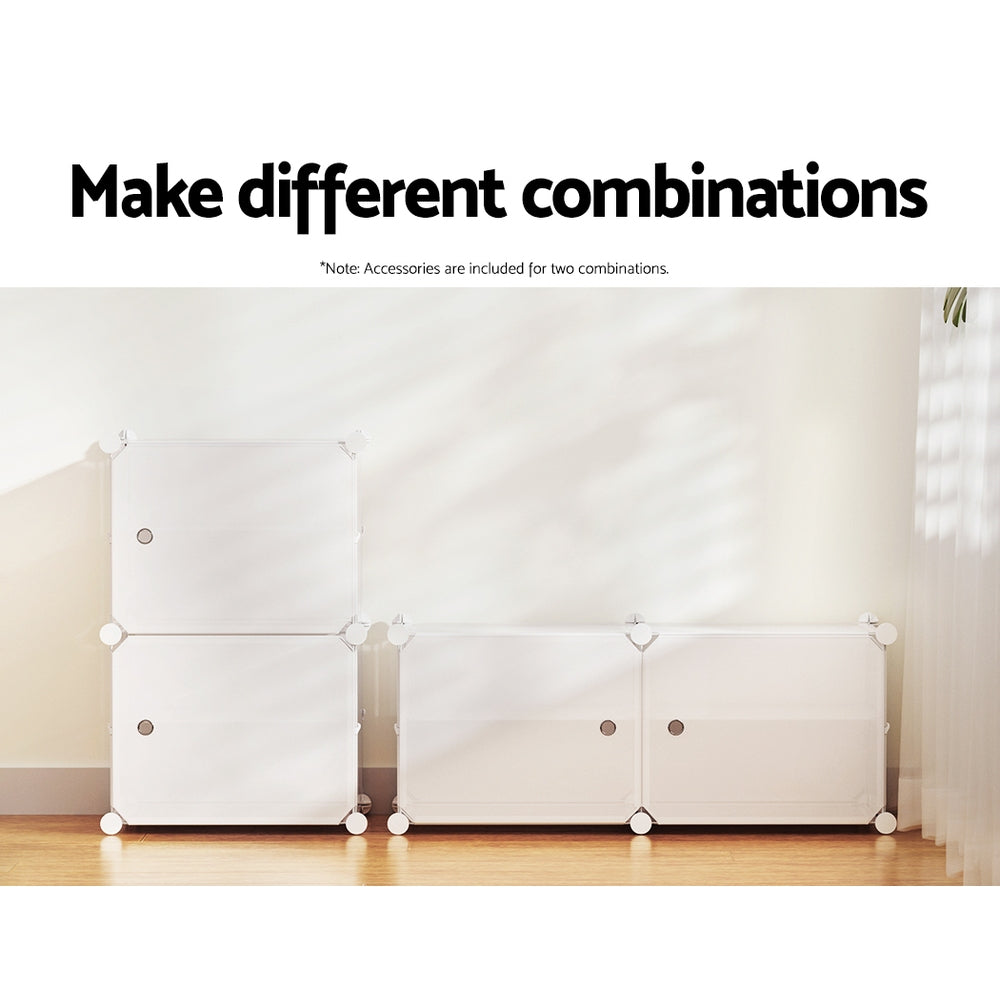 Marlook Shoe Box DIY Set of 2 Storage Cube Stackable White