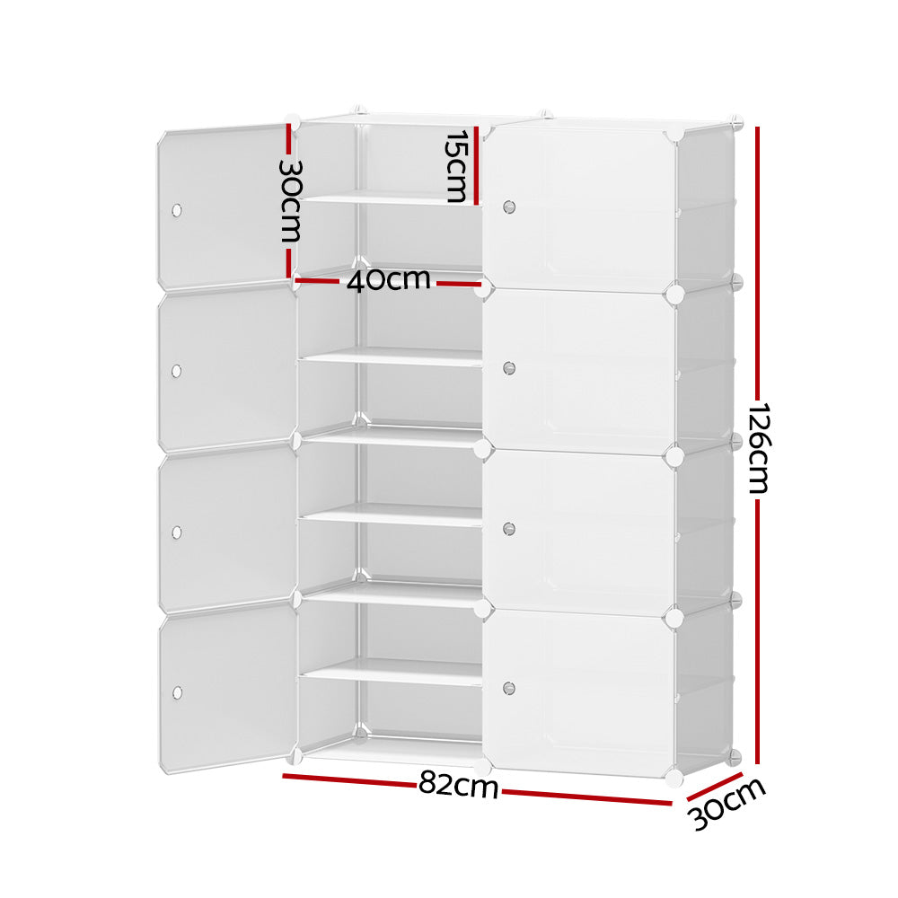 Marlook Shoe Box DIY Set of 8 Storage Cube Stackable White