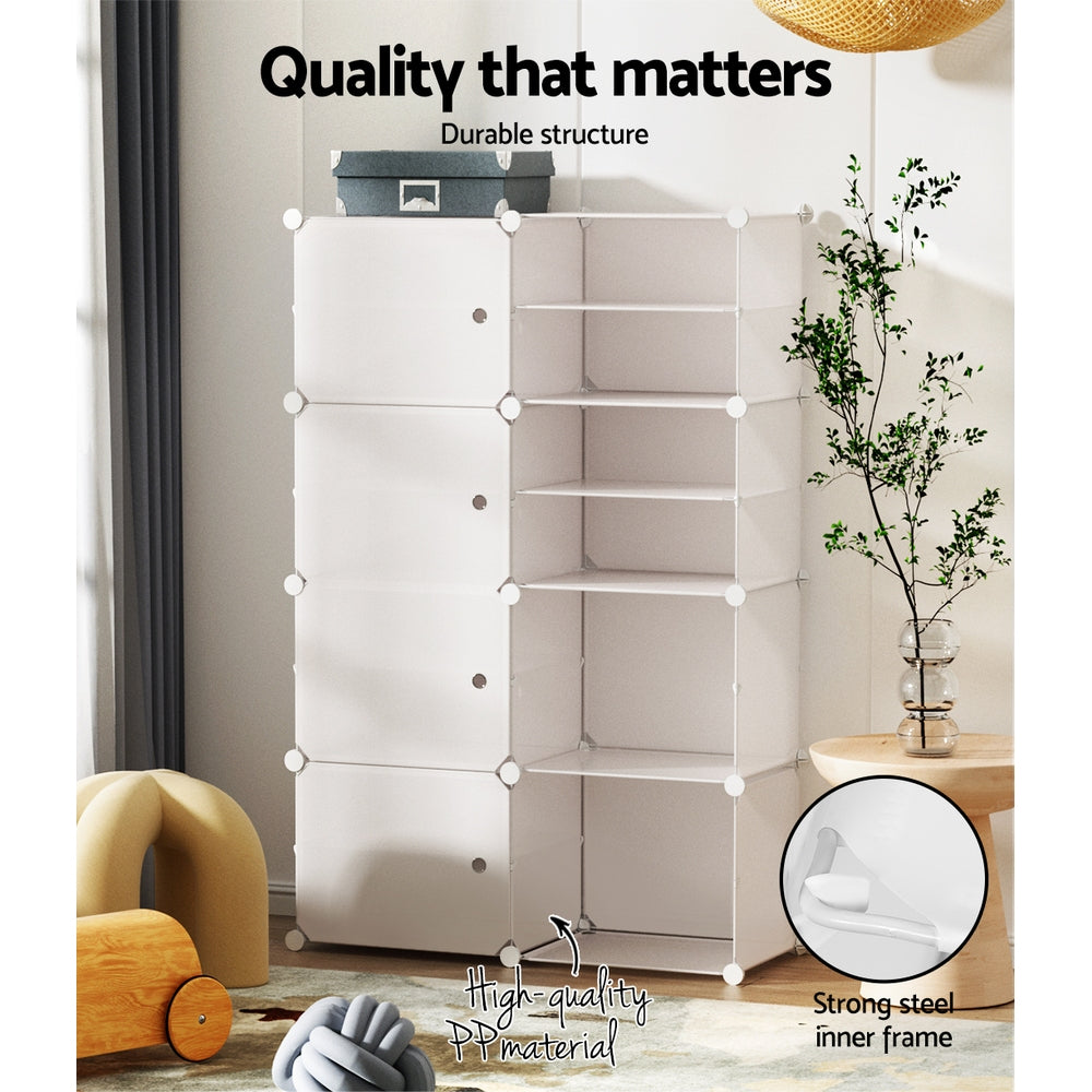 Marlook Shoe Box DIY Set of 8 Storage Cube Stackable White