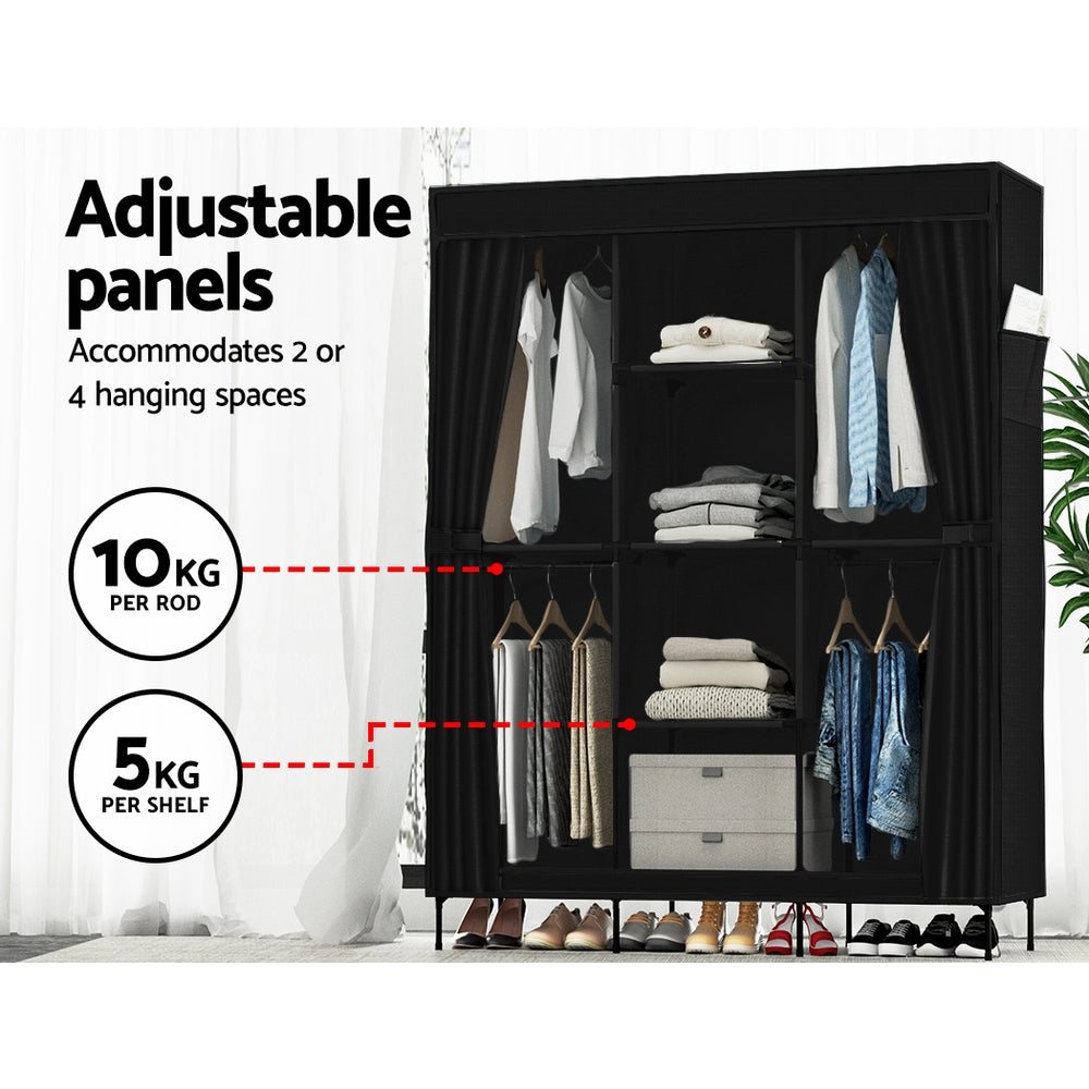 Marlook Large Portable Clothes Closet Wardrobe with Shelf Black