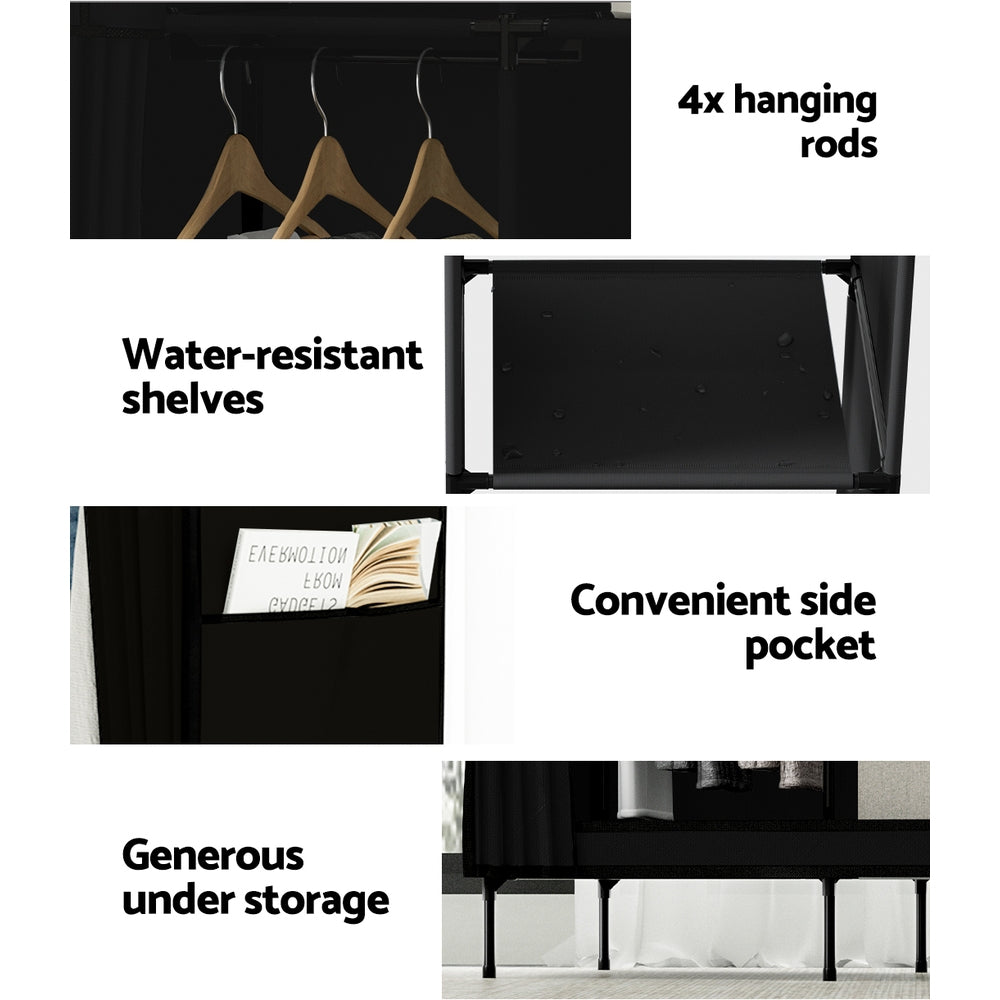 Marlook Large Portable Clothes Closet Wardrobe with Shelf Black