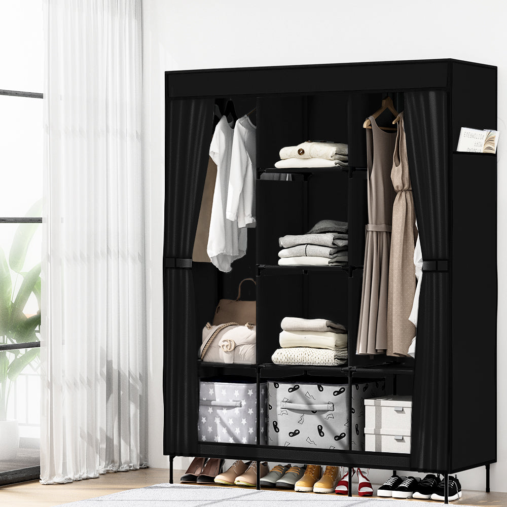 Marlook Large Portable Clothes Closet Wardrobe with Shelf Black