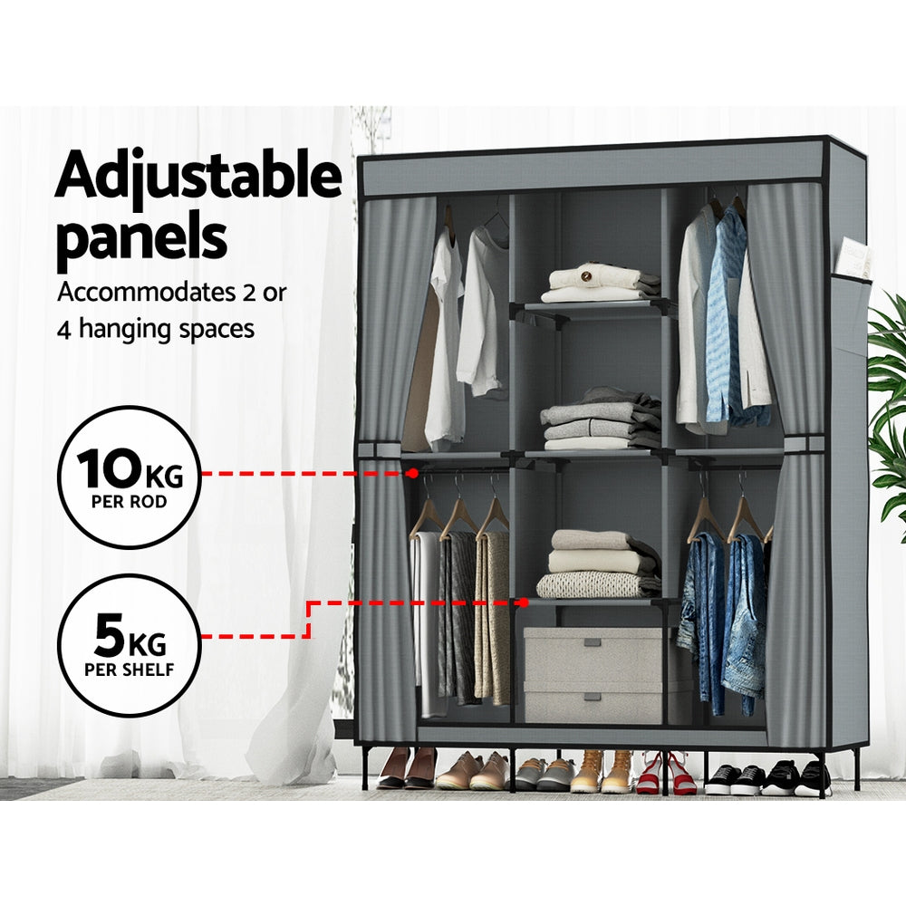 Marlook Large Portable Clothes Closet Wardrobe with Shelf Grey