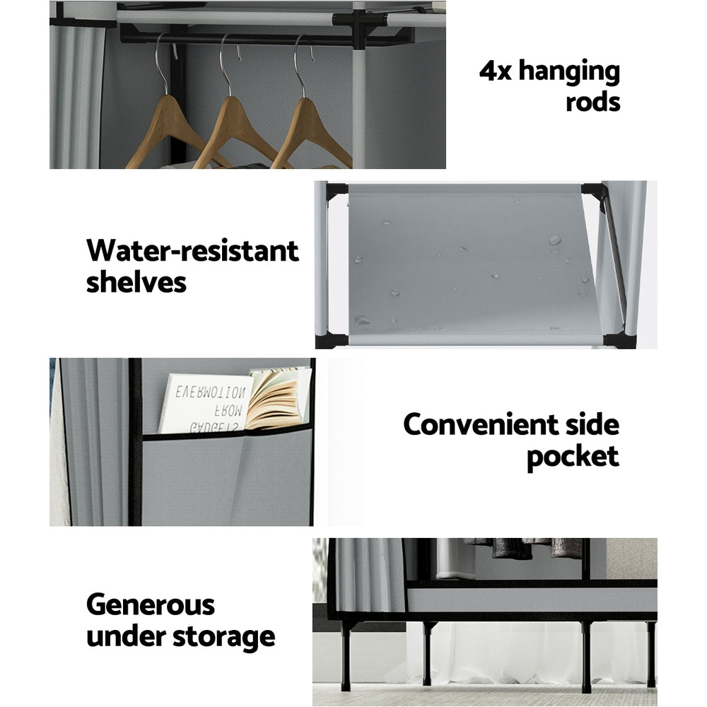 Marlook Large Portable Clothes Closet Wardrobe with Shelf Grey
