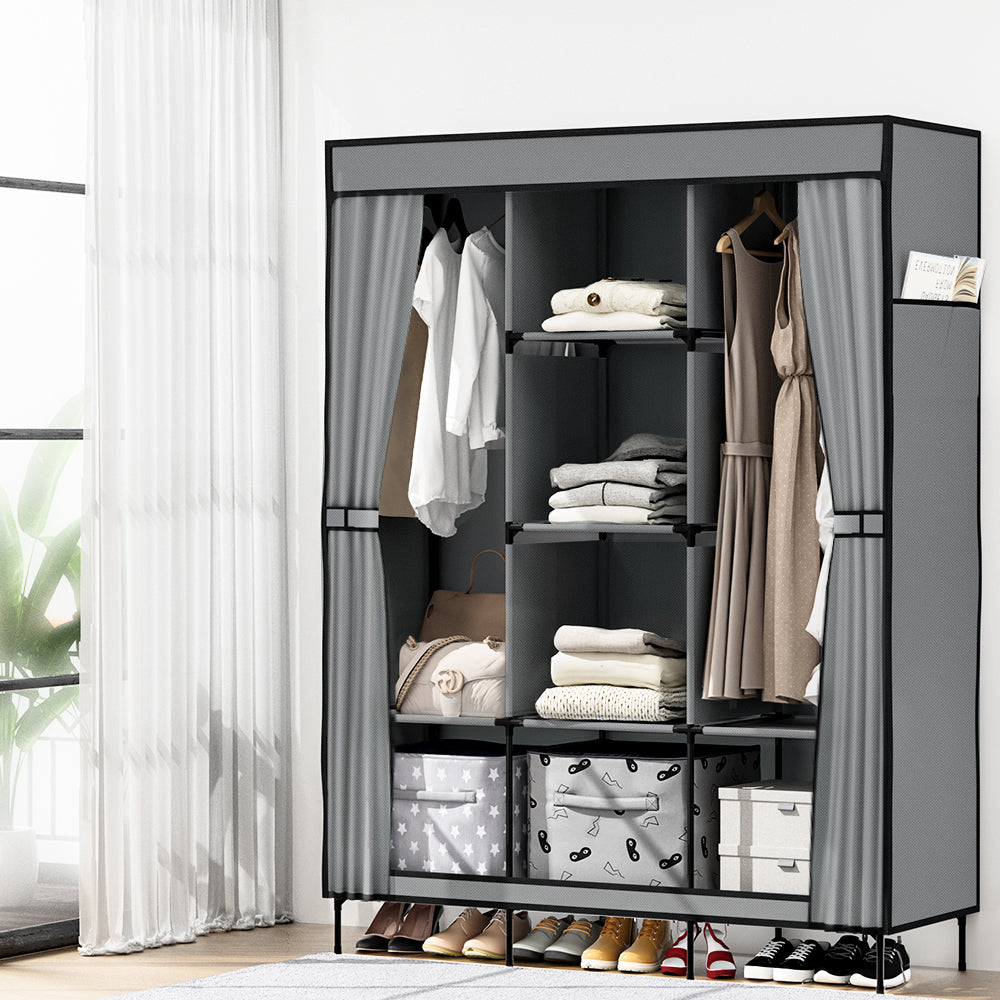 Marlook Large Portable Clothes Closet Wardrobe with Shelf Grey
