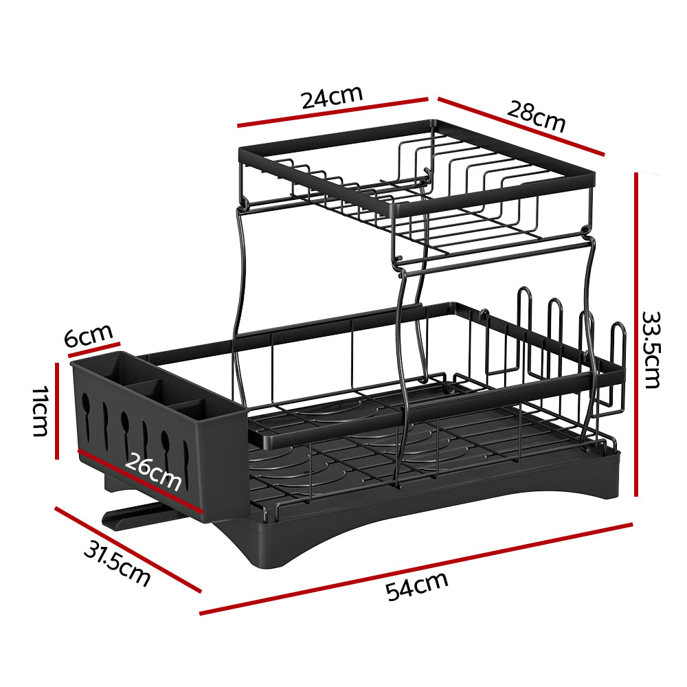 Marlook Dish Rack Expandable Drying Drainer Cutlery Holder Tray Kitchen 2 Tiers