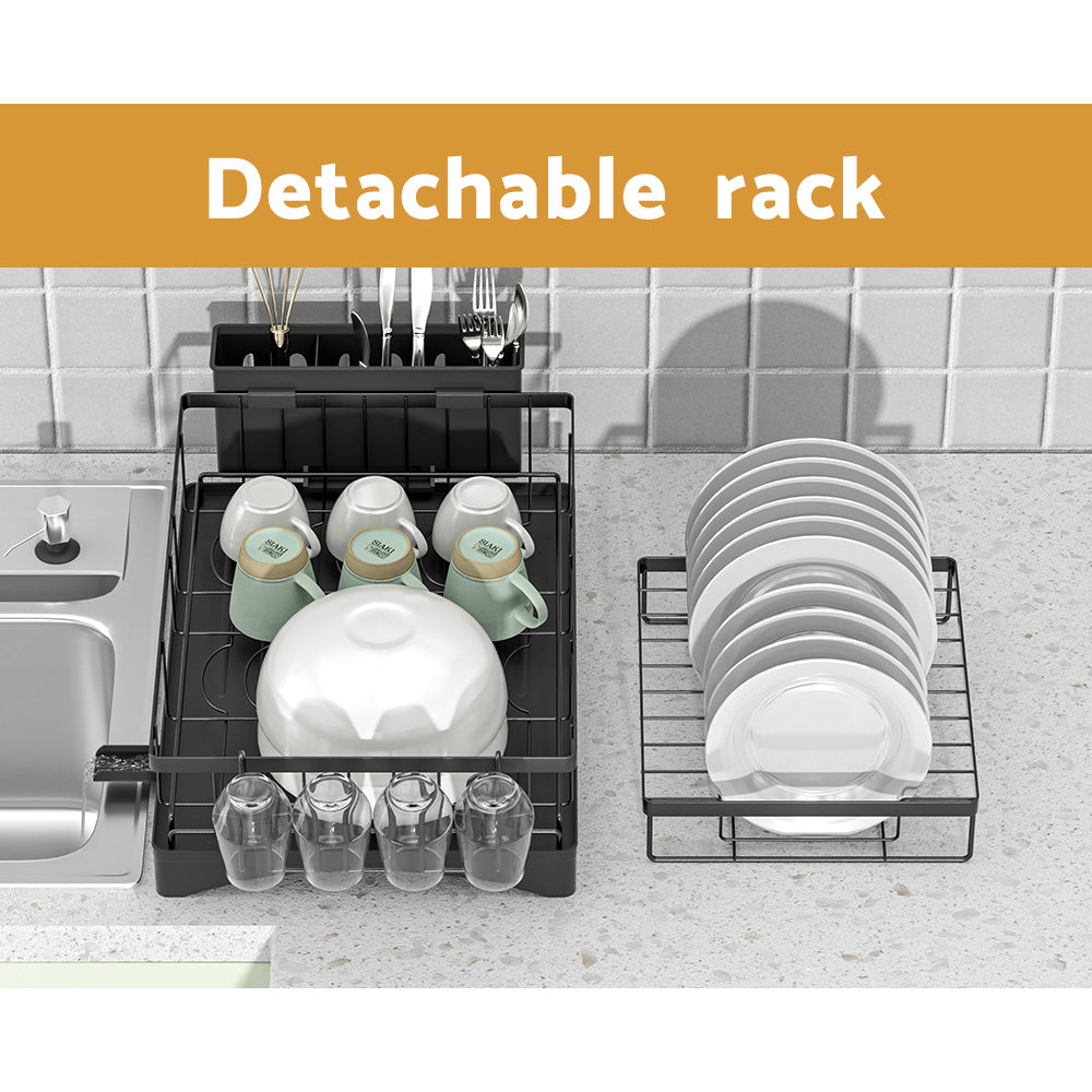 Marlook Dish Rack Expandable Drying Drainer Cutlery Holder Tray Kitchen 2 Tiers