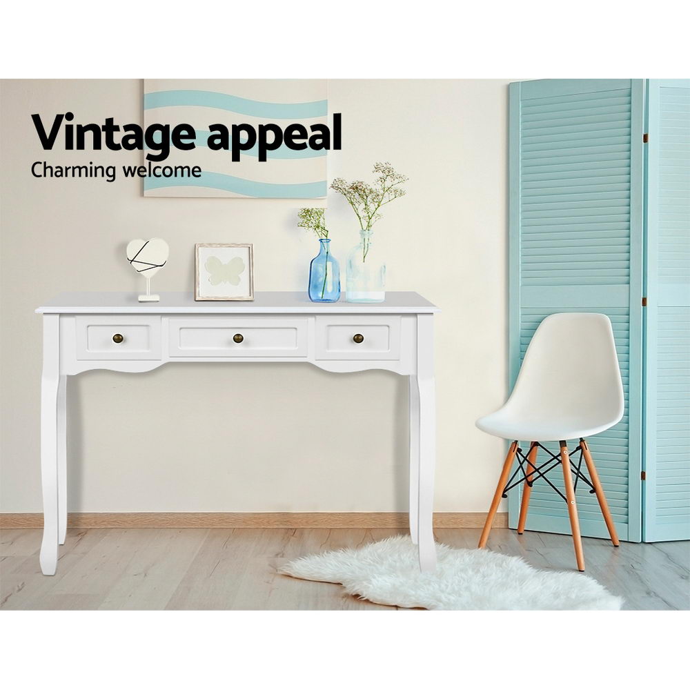 Marlook Console Table 3 Drawers White Hamptons
