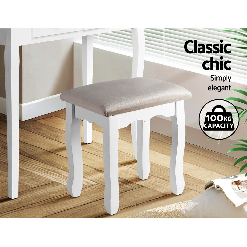 Marlook Dressing Table Stool Velvet Grey